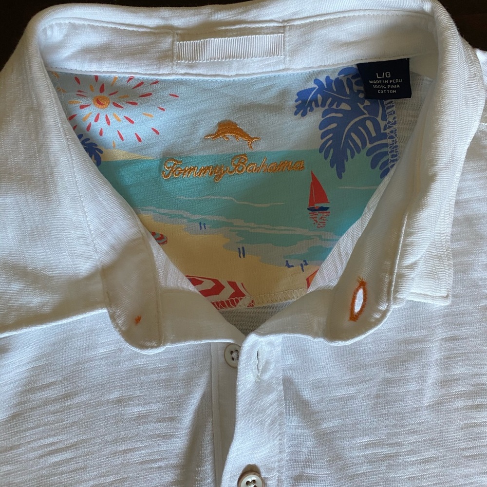 Men’s Tommy Bahama White (L) Pima Cotton Polo